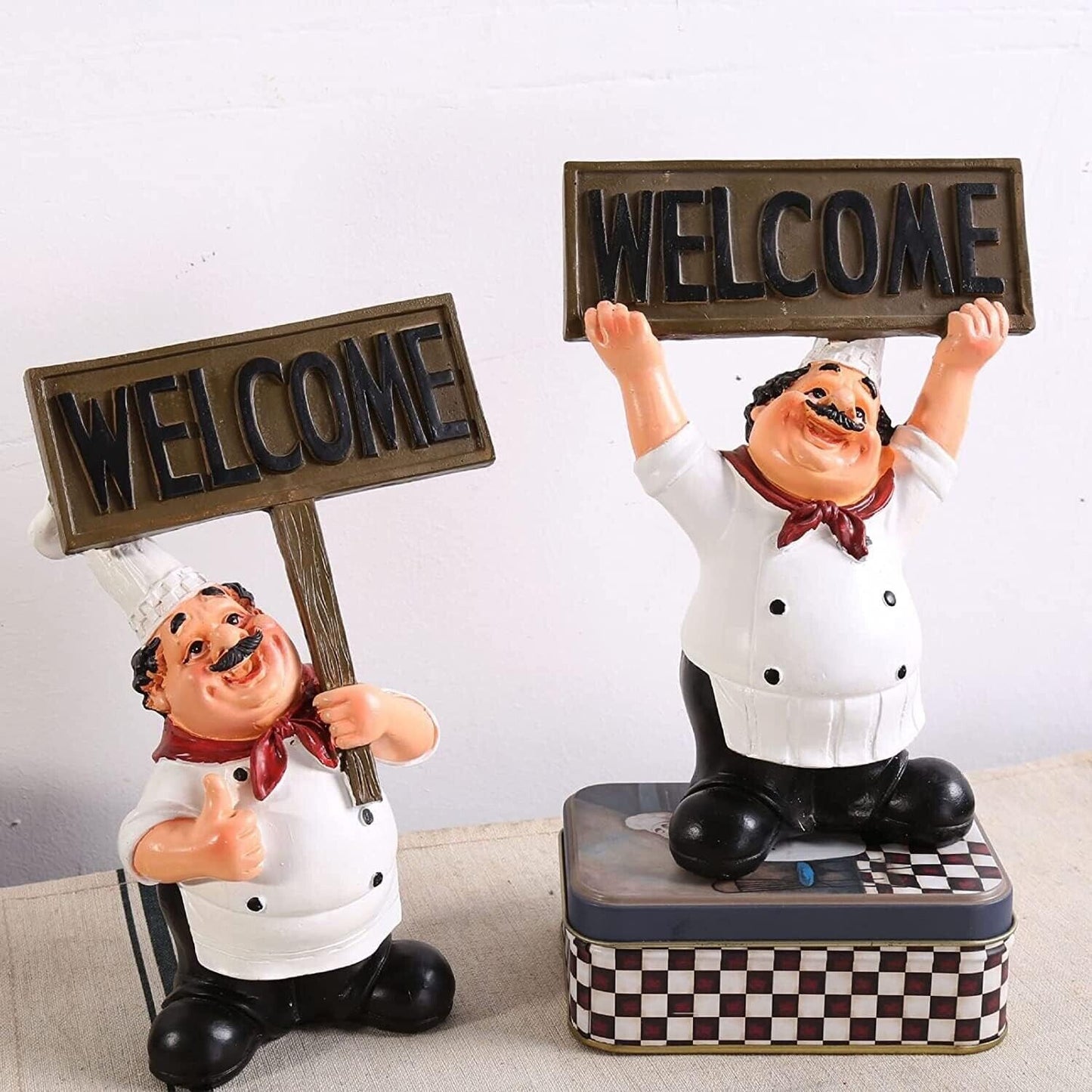 Italian Chef Figurines Kitchen Decor Chef Statue Restaurant Resin Crafts