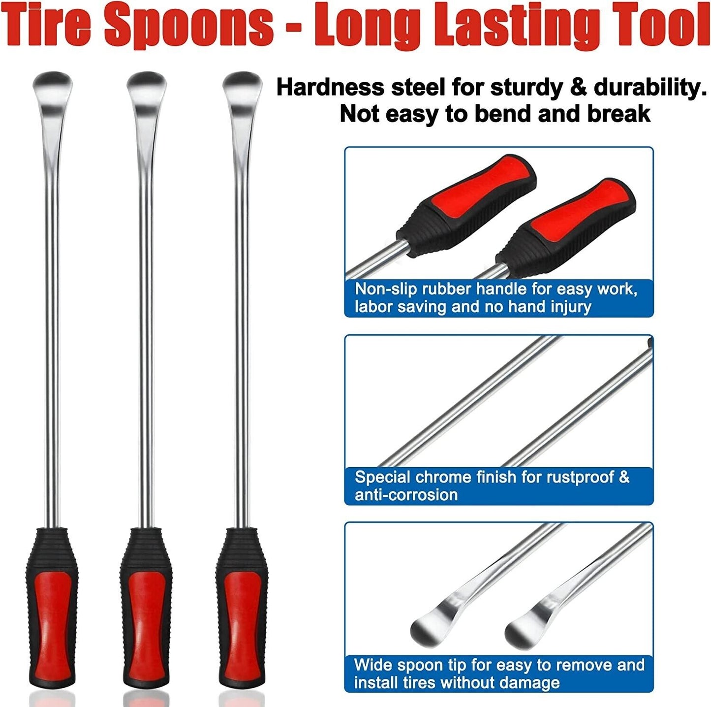 15inch Tire Spoons Iron Set Steel Tire Changing Removal Rim Protector Valve Tool