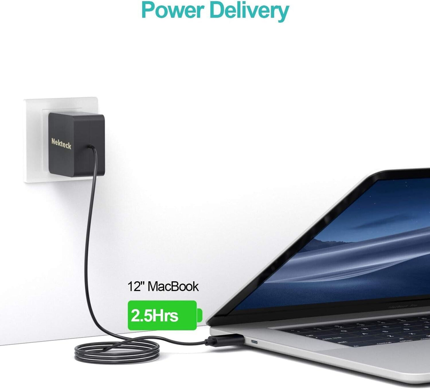 Nekteck 45w USB-C Charger with Attached 6ft Long Cable, PD.3[USB-IF Certified],