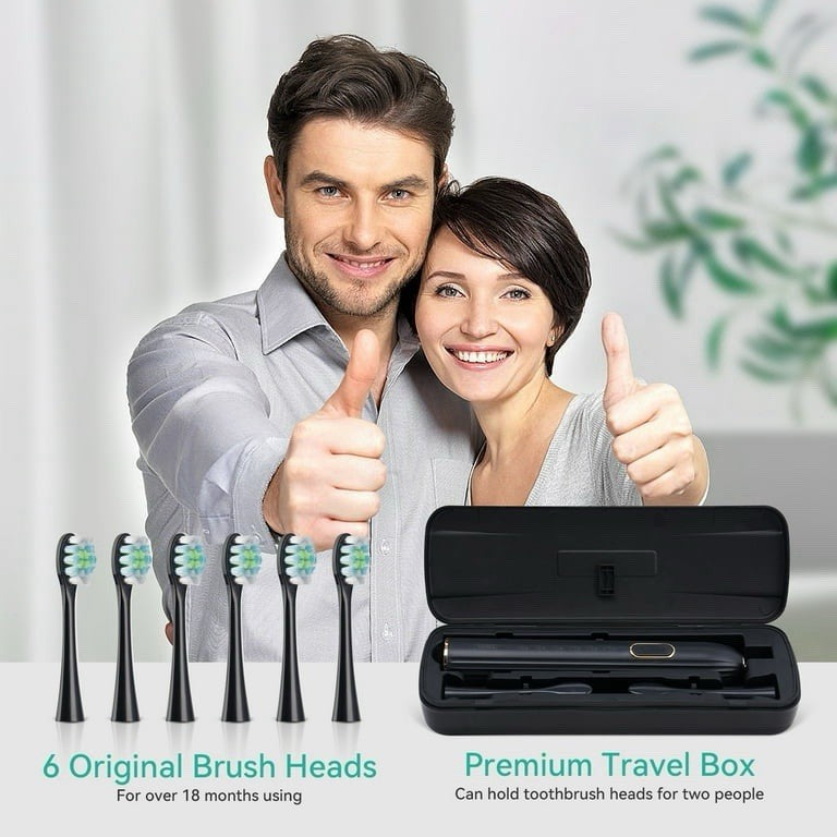 electric Toothbrush for Adults, with 6 Brush Heads, 5 Modes & 3 Intensity Levels