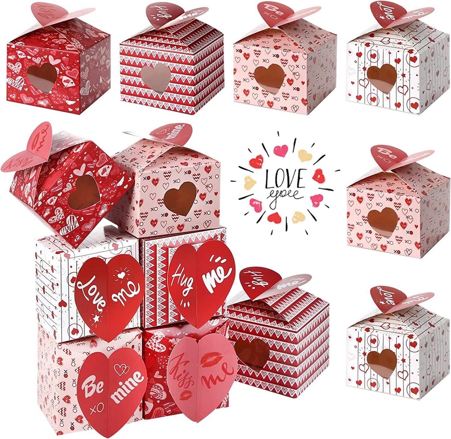 Valentine's Day 16PCS Heart Cupcake Boxes,Treat Boxes Candy Boxes