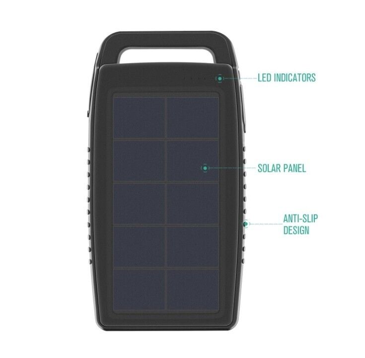 Nekteck Solar Charger 10000mAh Rain-resistant Dirt/Shockproof Dual USB Port