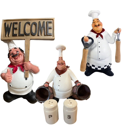 Italian Chef Figurines Kitchen Decor Chef Statue Restaurant Resin Crafts