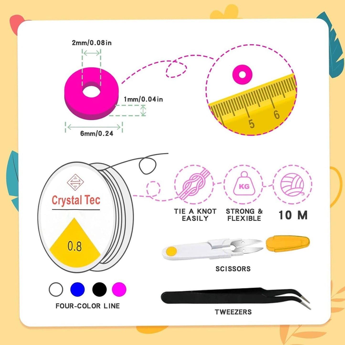 7200 Clay Beads Bracelet Making Kit,24 Colors Spacer Flat Beads for Jewelry Maki