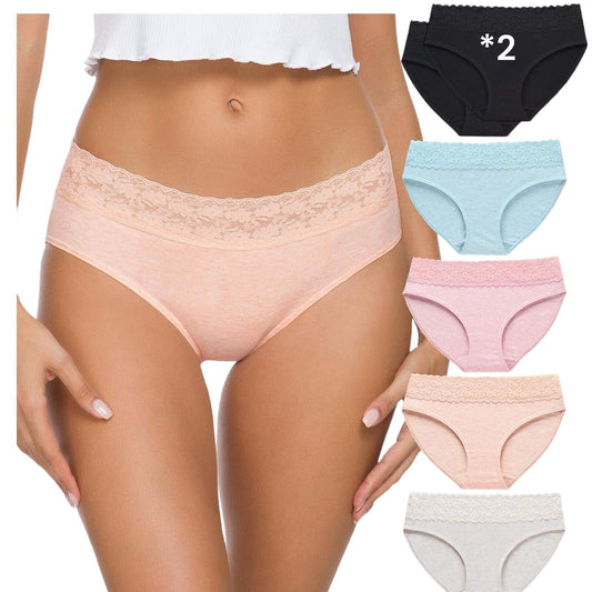 3XL 6pcs Womens Underwear Cotton Panties  Underpants Briefs Hipster Lace Bikini