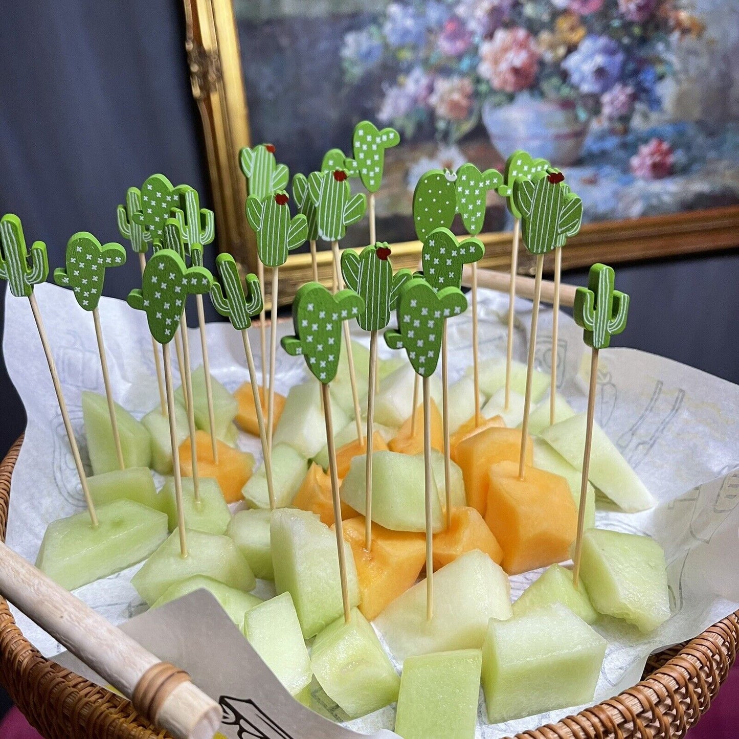 100 Pcs 5inch Cocktail Picks Handmade Sticks Bamboo Toothpicks cactus