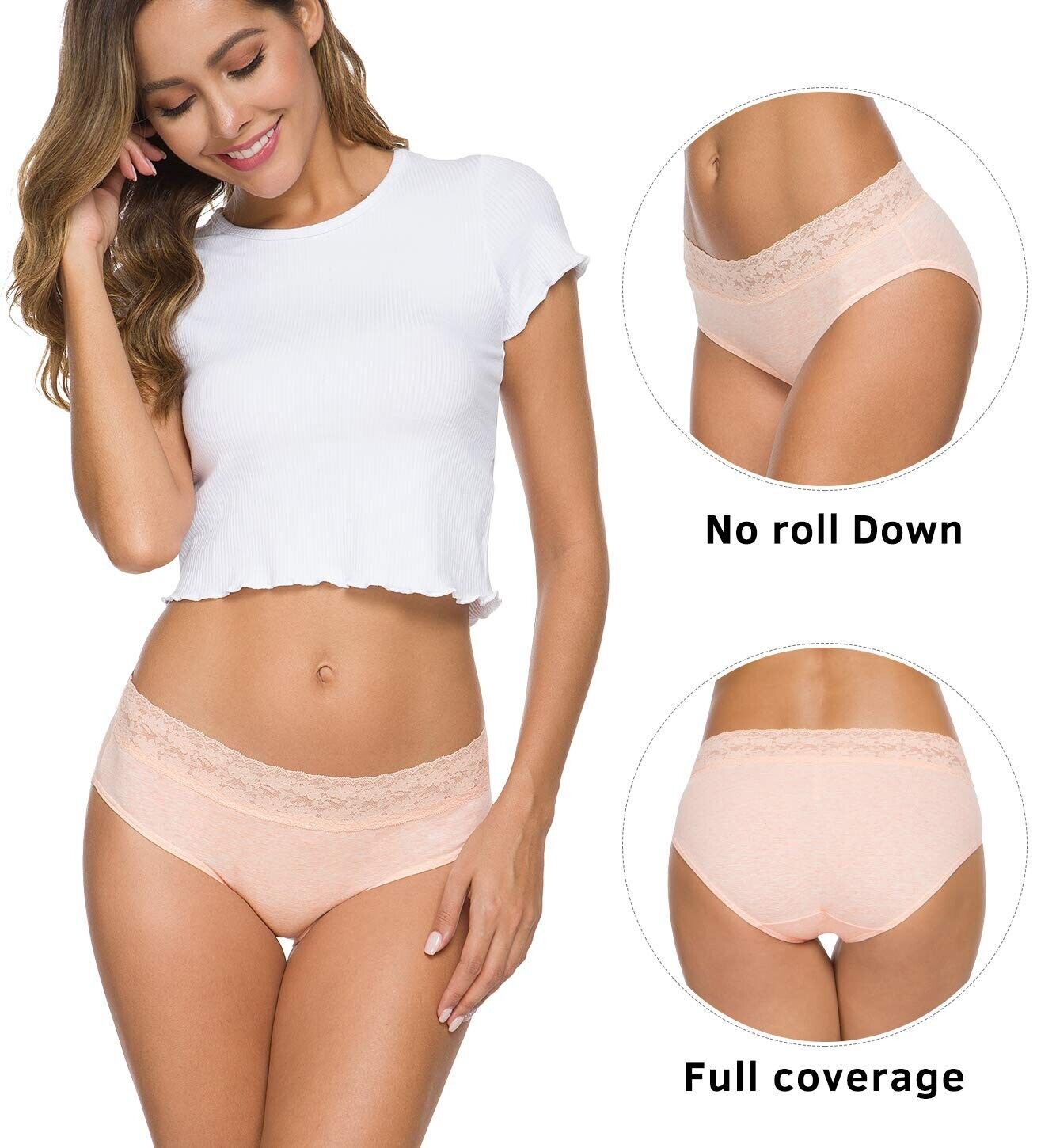 3XL 6pcs Womens Underwear Cotton Panties  Underpants Briefs Hipster Lace Bikini