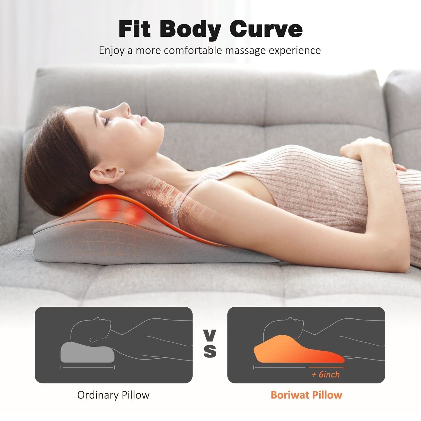 Neck and Shoulder Massager with Heat, Shiatsu Massage Pillow with 3D Deep Tissue