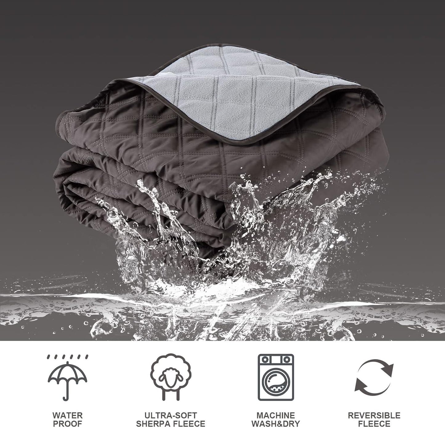 82”x55” Outdoor Waterproof Camping Blanket - Hooded Fleece Windproof Blanket