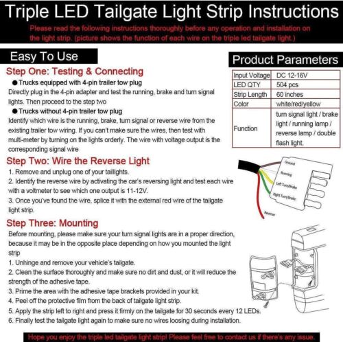 New 60 Inch Tailgate Light Bar LED Light Strip, 3 rows 432 Led For Truck RV Etc.
