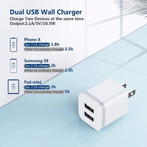 6 件 USB 壁式充电器，5V 2.1A 电源适配器通用旅行充电器