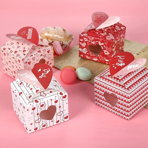 Valentine's Day 16PCS Heart Cupcake Boxes,Treat Boxes Candy Boxes