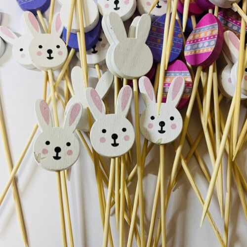 100 Pcs 5inch Cocktail Picks Handmade Sticks Bamboo easter bunny eggs