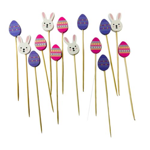 100 Pcs 5inch Cocktail Picks Handmade Sticks Bamboo easter bunny eggs