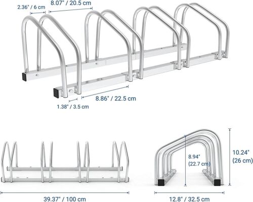 4 Bikes Floor Rack Stand Steel Bicycle Storage Organizer Parking Holder
