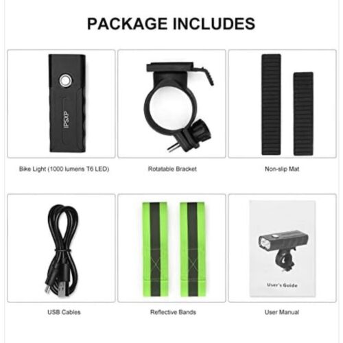 1000 Lumens Bike Light or Taillight Combinations, USB Rechargeable