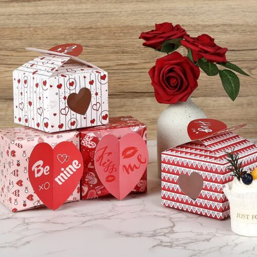 Valentine's Day 16PCS Heart Cupcake Boxes,Treat Boxes Candy Boxes