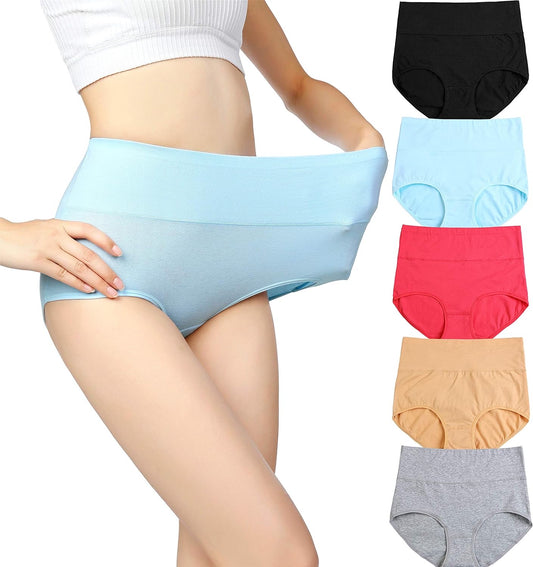 5pcs XXL-Womens High Waist Cotton Panties C Section Recovery Postpartum Soft Stretchy Full Coverage Underwear(5 Pack)