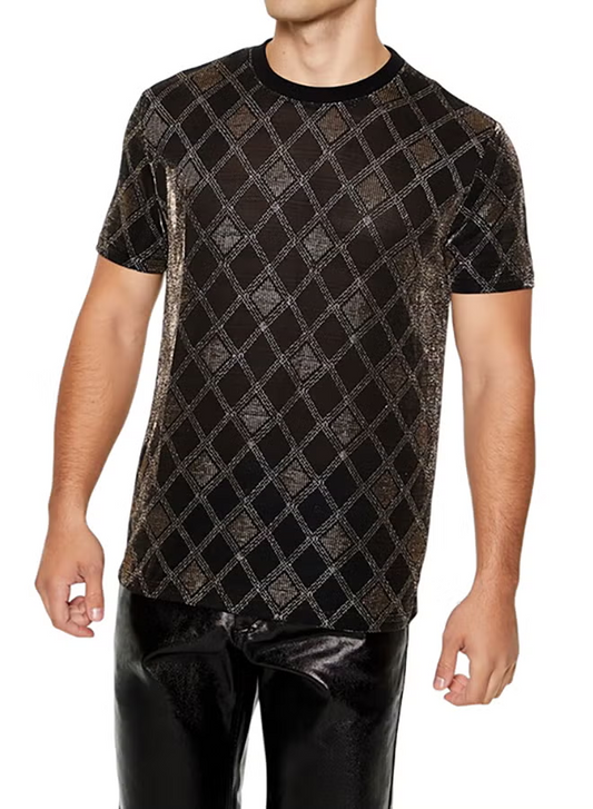 Metallic Lattice Crew Tee