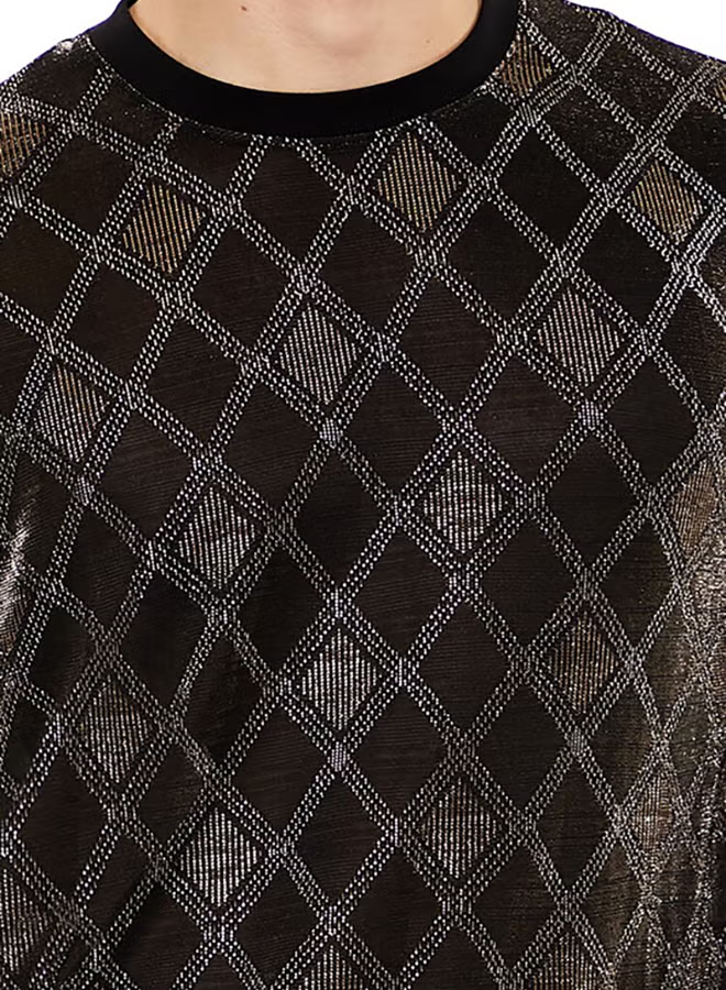 Metallic Lattice Crew Tee