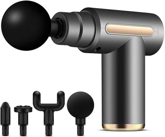 Mini Portable Massage Gun with 4 Heads, USB Rechargeable, Quiet Brushless Motor, Durable and Lightweight Design for Full Body