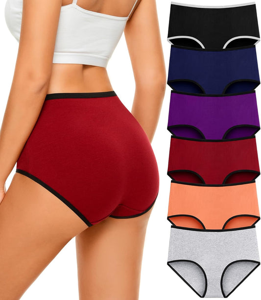 XL 6pcs-Womens High Waist Cotton Underwear Stretch Full Coverage Briefs Soft Comfy Ladies Panties Multipack