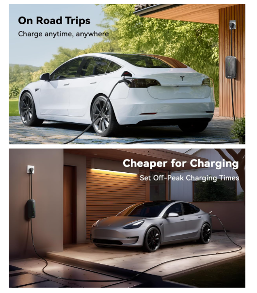ast EV Charger for All Tesla 12Amp 110V-240V, 25 ft Extension Cord, Mobile Tesla Charger NEMA 6-20 Plug with NEMA 5-15 Adapter Fits for Tesla Model X/Y/3/S/Cybertruck