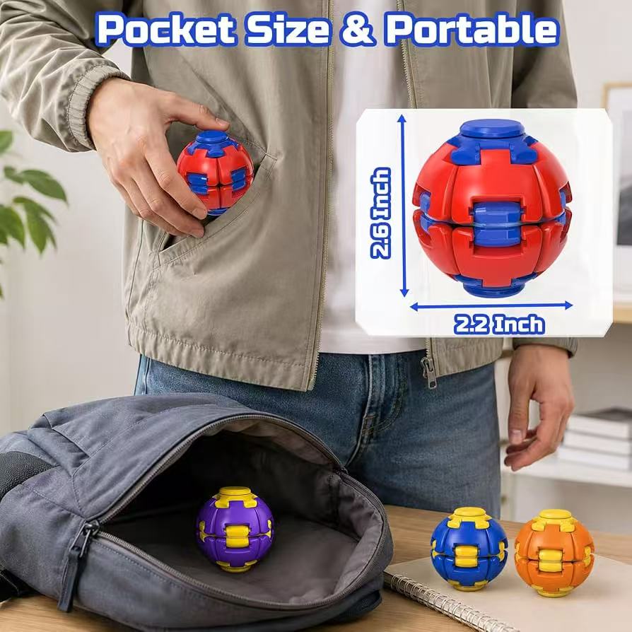 12 Pack Press to Spin Fidget Balls, 3D Printed Fidget Spinner Stress Balls