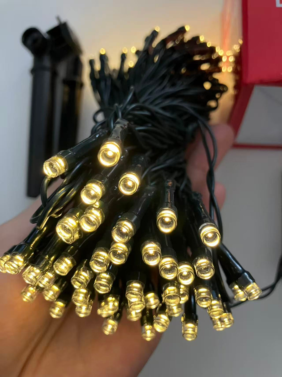 LED Solar Outdoor String Lights with 8 Modes, Warm White