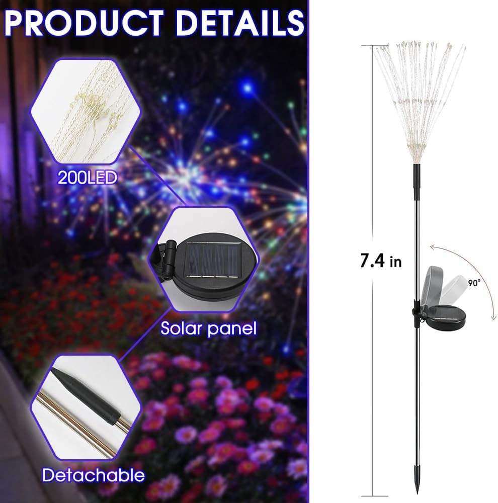 Garden Lights Outdoor,Waterproof Garden, 4pcs Twinkling Firework Lights Decorative with 8 Modes,Decor for Yard Patio Pathway Lawn for Yard Outside Fairy Decorative
