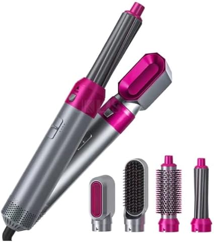5-in-1 Volumizing Hair Styler - Blow Dryer Brush with Detachable Head for Straightening, Curling, Drying, Combing & Styling