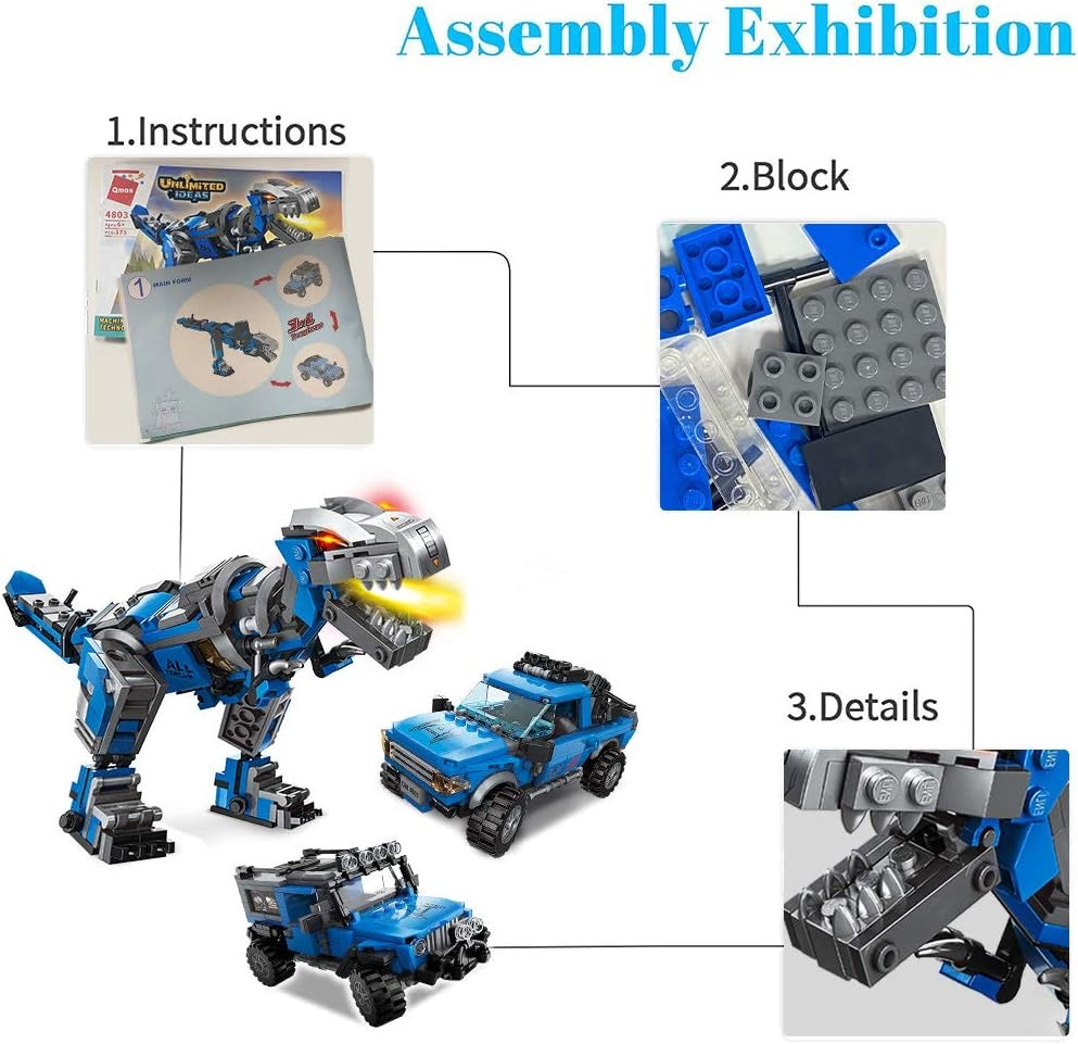 3 in1 Dinosaurs Building Blocks Toys for Kids Age 6-10 Year Old, Compatible with Lego, Educational Building Sets Best Gifts for Boy 6-10