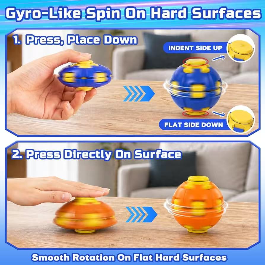 12 Pack Press to Spin Fidget Balls, 3D Printed Fidget Spinner Stress Balls