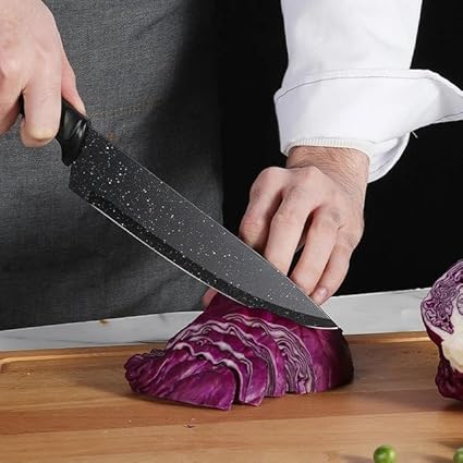 6 Pcs Kitchen Knife Set | High Carbon Stainless Steel | Black Colour | Non-Slip Handle | Sharp Knifes | Cooking Essential
