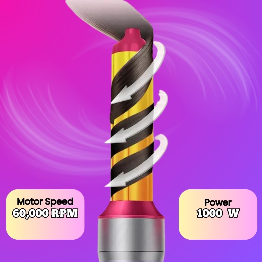 5-in-1 Volumizing Hair Styler - Blow Dryer Brush with Detachable Head for Straightening, Curling, Drying, Combing & Styling