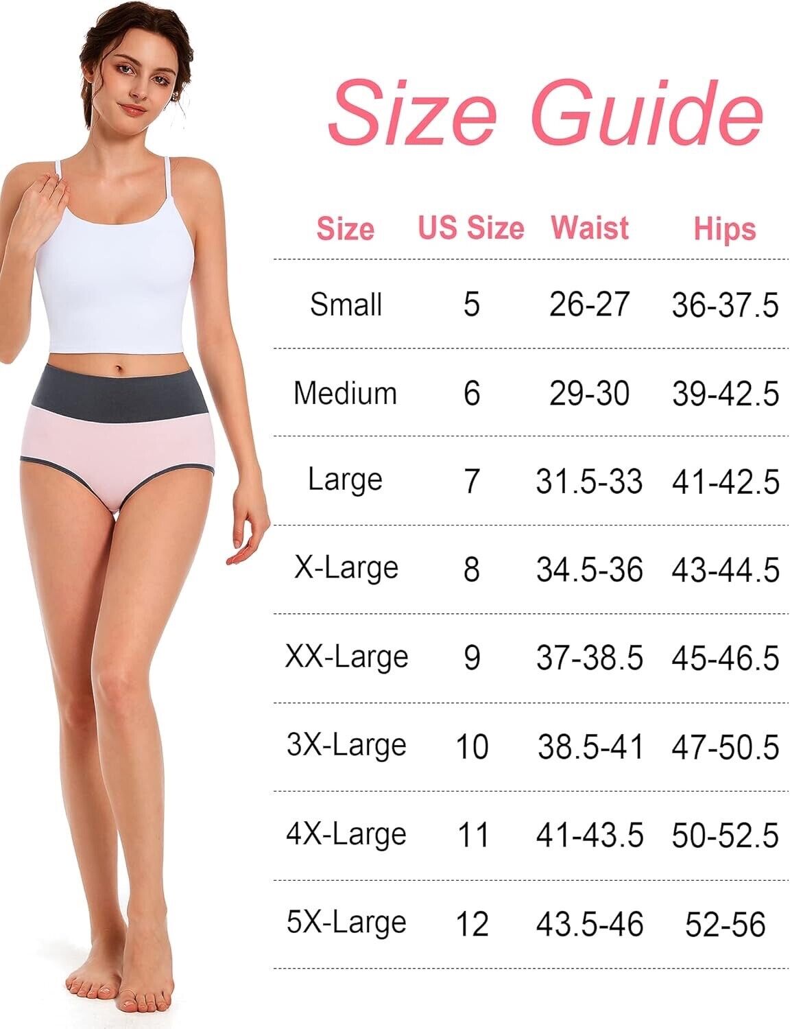 Womens Underwear, High Waisted Cotton Underwear No Muffin