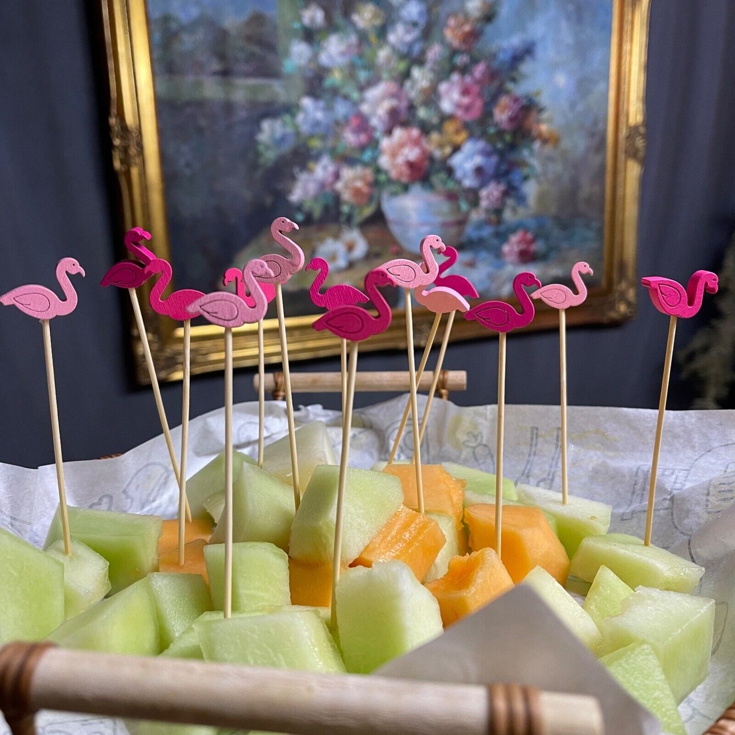 100 PCS Bamboo Cocktail Picks 5inch Food Picks Easter cactus flamingo