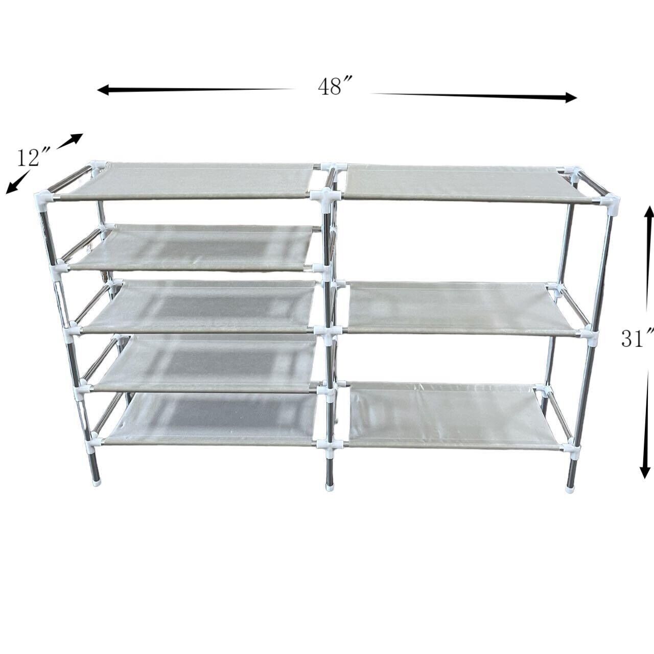 5-Tier Expandable Shoe Rack, Stackable and Adjustable Shoes Organizer Storage