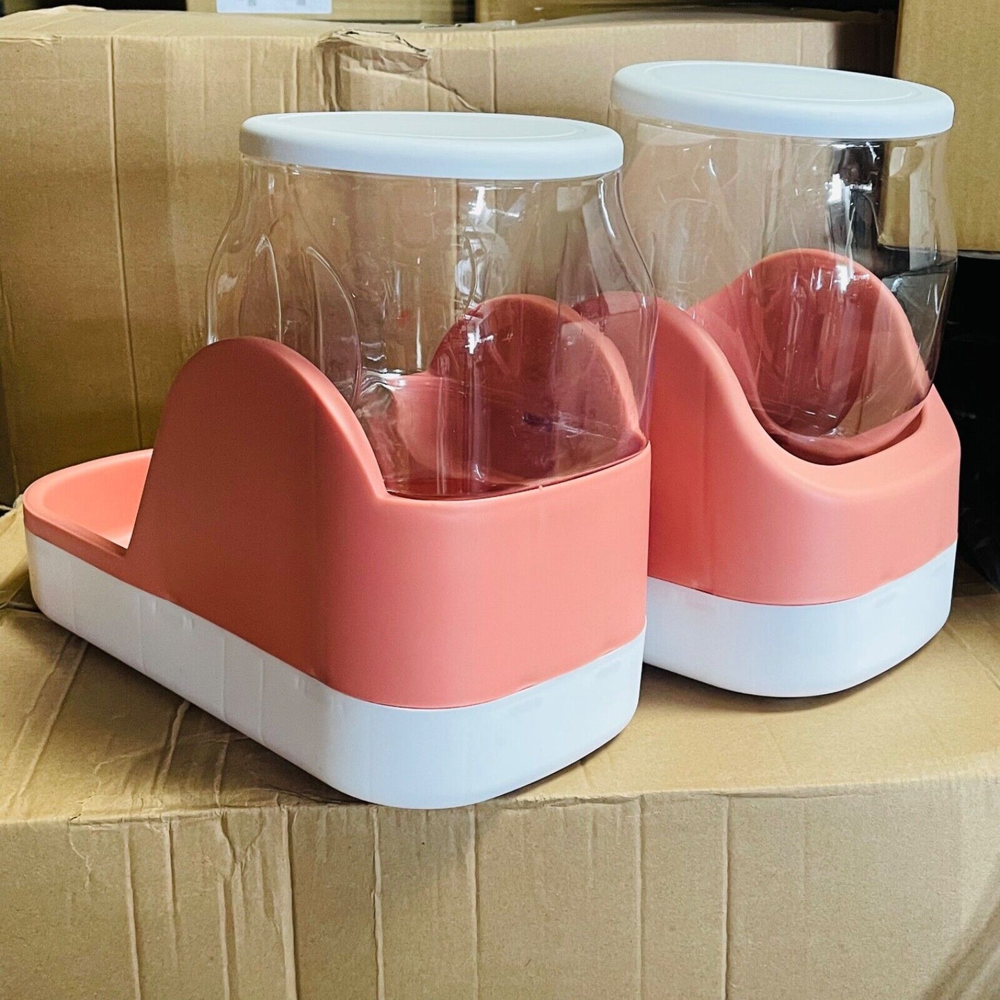 2 pack Automatic Dog Cat Feeder and Water Dispenser Gravity Food Feeder