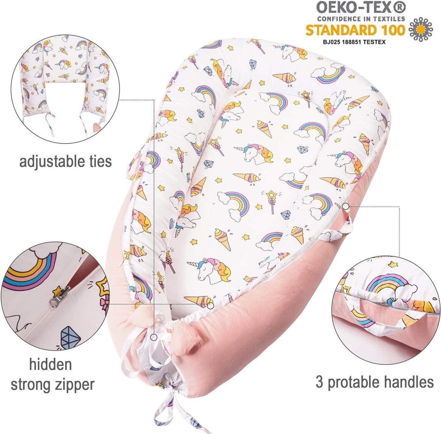 Baby Lounger for Newborn, Soft Breathable Lounger Cover Fits 0-24 Months