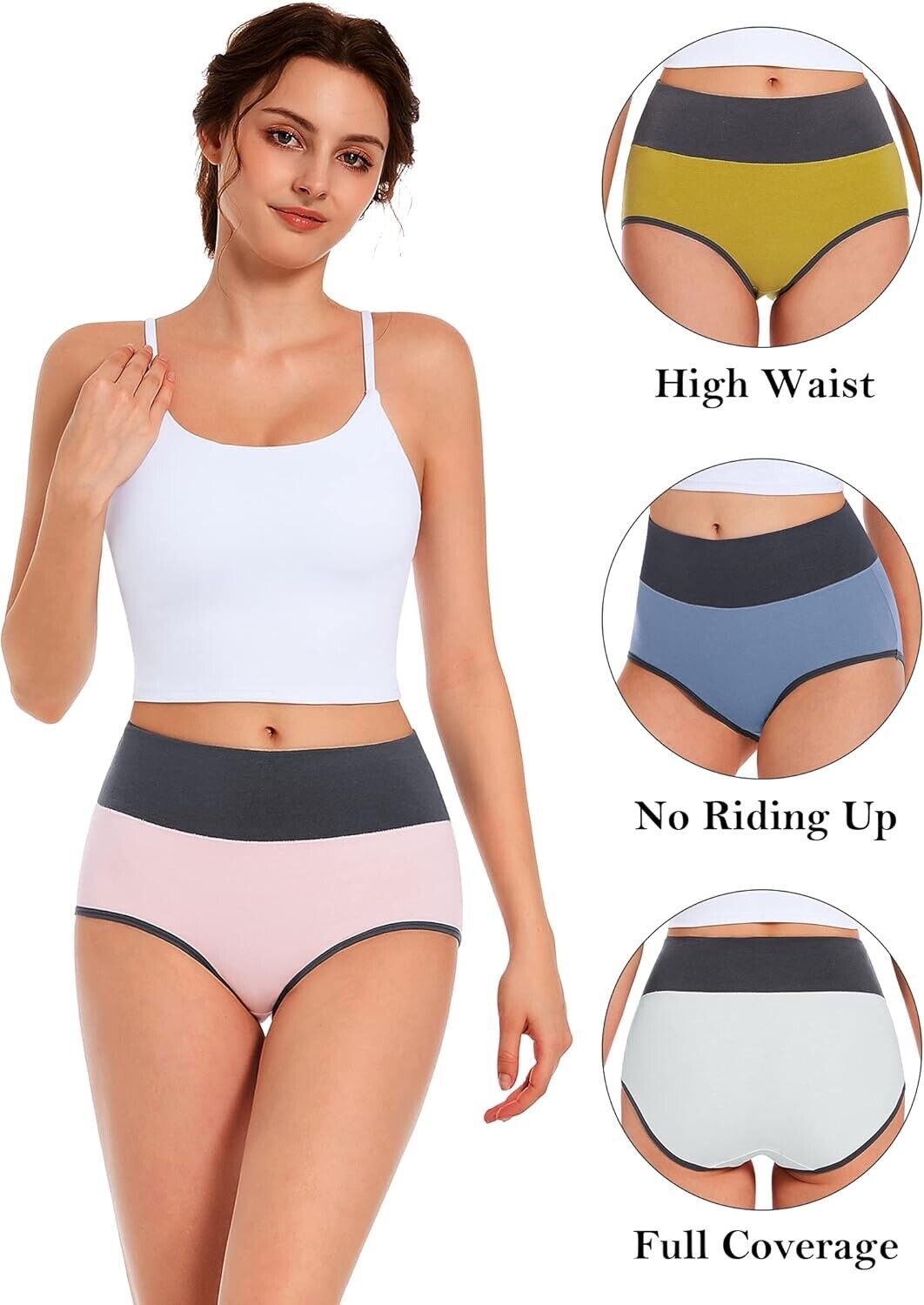 Womens Underwear, High Waisted Cotton Underwear No Muffin