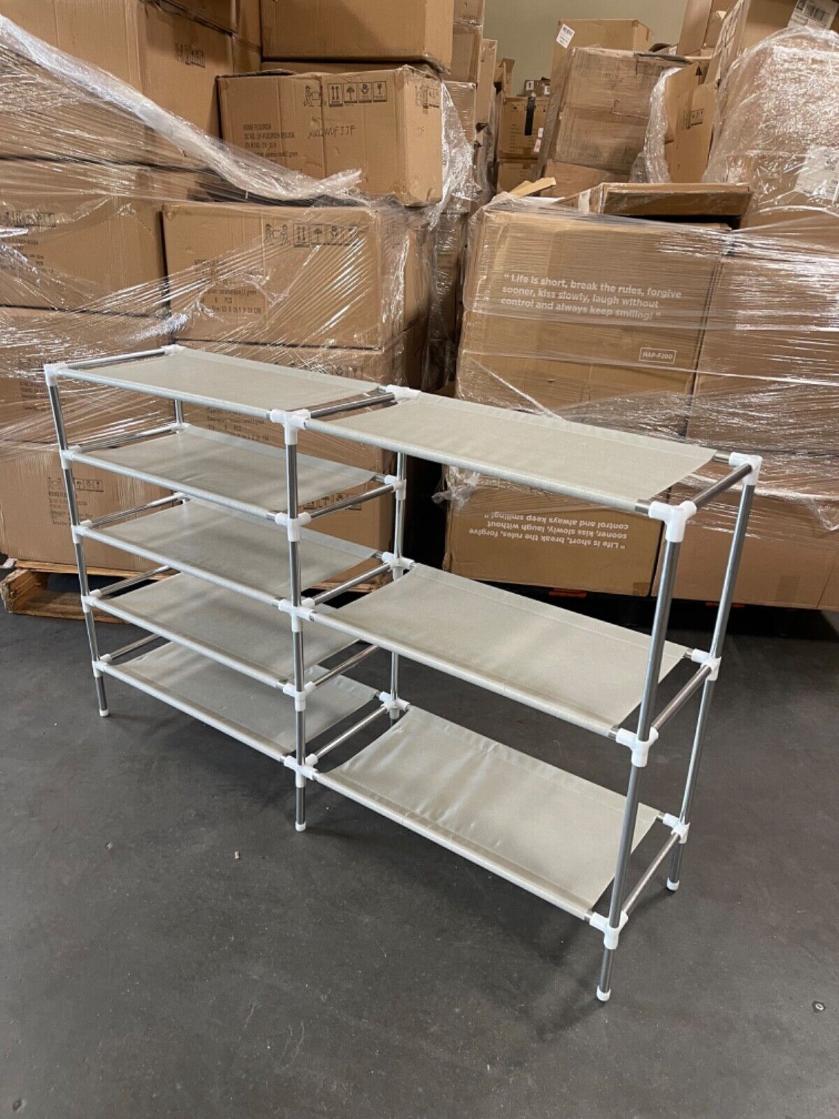 5-Tier Expandable Shoe Rack, Stackable and Adjustable Shoes Organizer Storage
