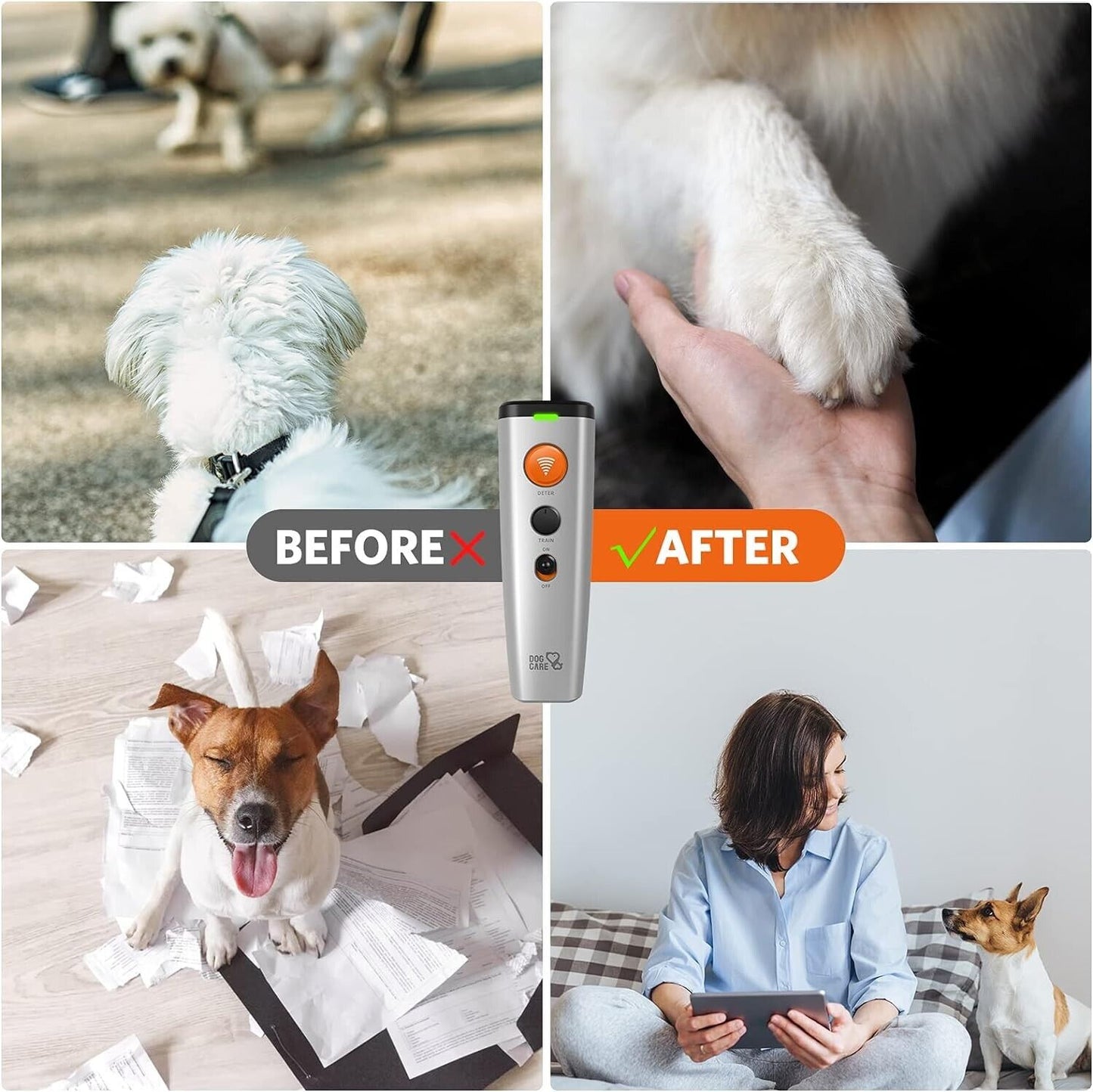 Dog Barking Control Device Dual Speakers 2-in-1 Ultrasonic Dog Training UT01-Dog Care