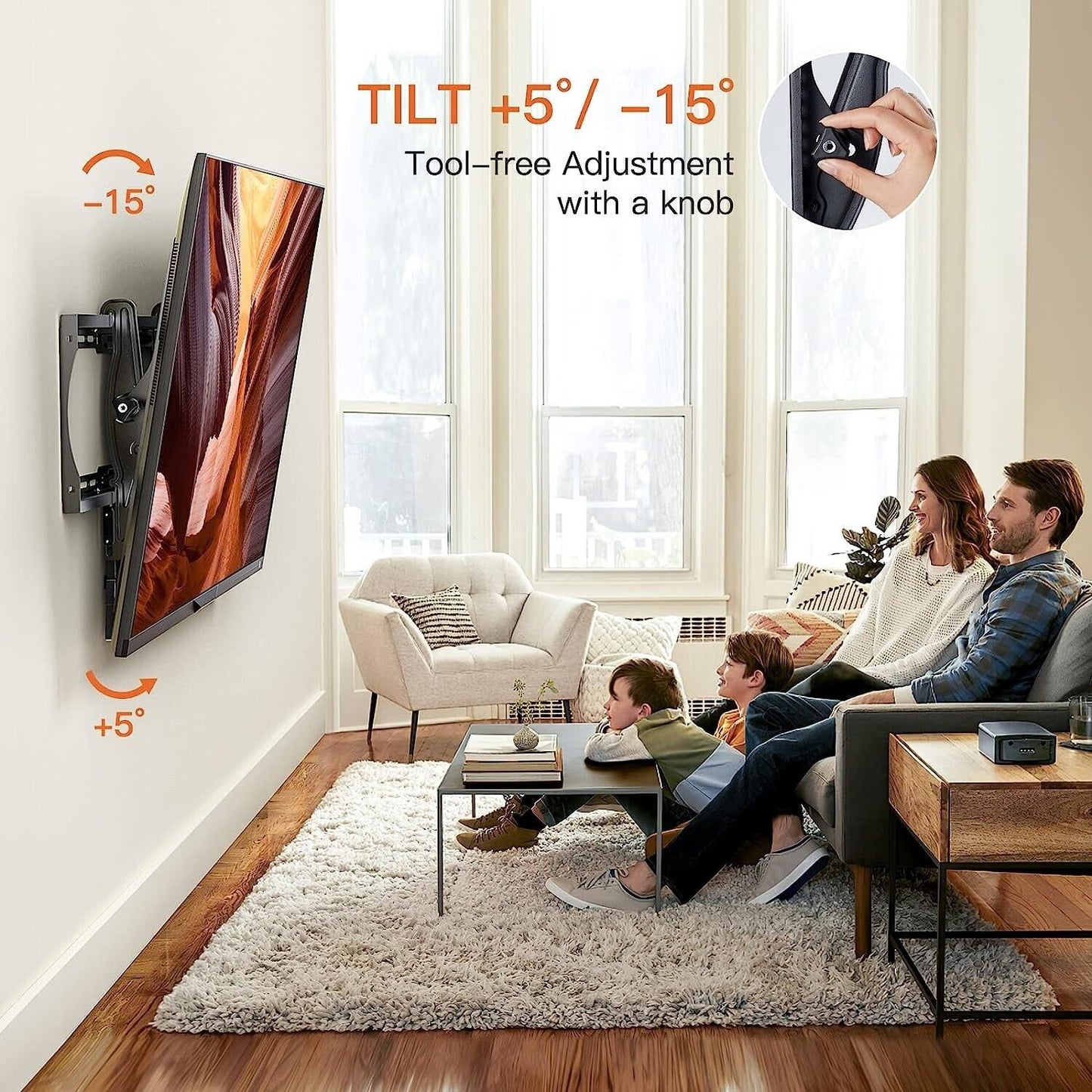 Tilting Tv Wall Mount For Most 37-75 Inch Tvs, Large Low Profile Tv Mount Wall