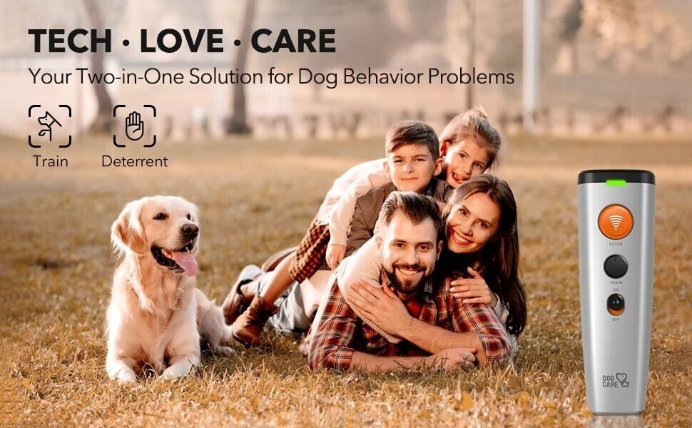 Dog Barking Control Device Dual Speakers 2-in-1 Ultrasonic Dog Training UT01-Dog Care
