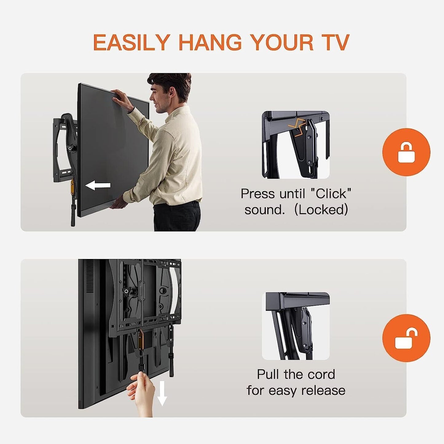 Tilting Tv Wall Mount For Most 37-75 Inch Tvs, Large Low Profile Tv Mount Wall