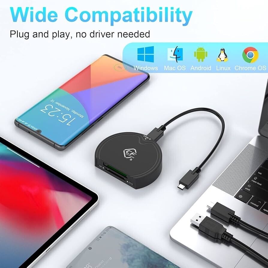 SD Card Reader for iPhone iPad Camera,Dual Card Slot Memory Card Reader Supports SD and TF Card Trail Camera Viewer Sd Card Adapter Portable Micro Sd Card Reader No Application Required Plug and Play