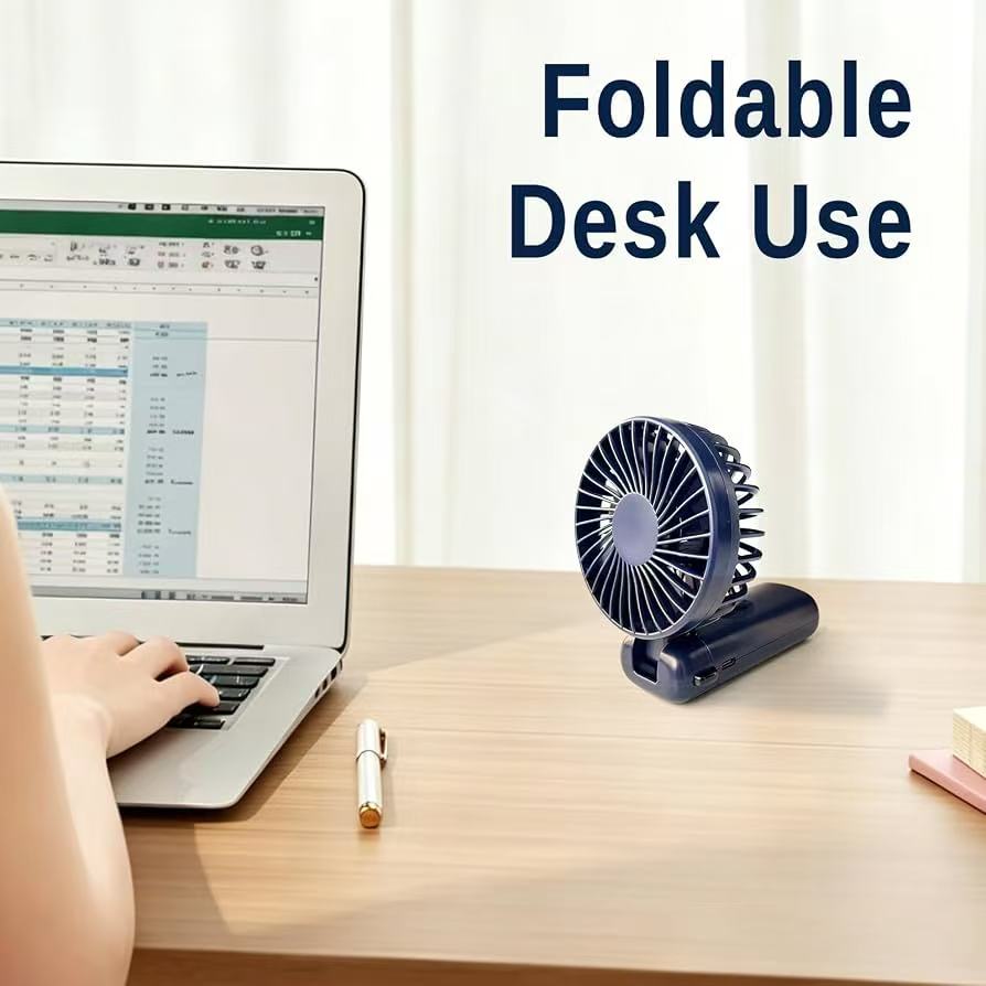 Digital Display, Makeup Fans for Women with Base, 180°Foldable 3in1 Handheld/Neck/Desk Fan for Outdoor Indoor