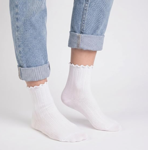 Socks for Women – Soft Cotton Frilly Crew Socks, Breathable & Comfy, 6 Pairs