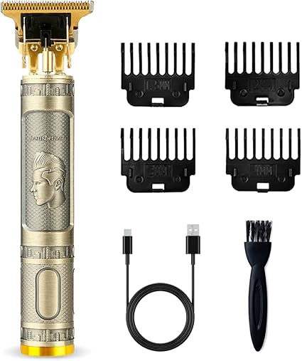 Cordless Hair & Beard Trimmer with 4 Guide Combs,Rechargeable T-Blade Hair Edgers Hair Clippers for Zero Gapped Haircut,Professional Electric Hair Trimmer